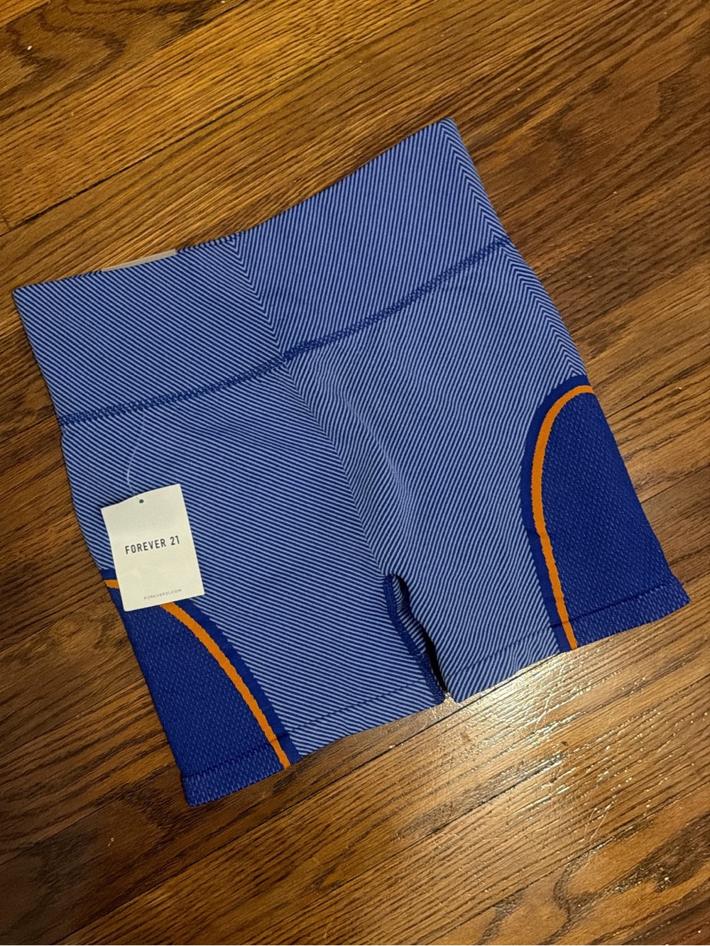 Forever 21 Blue Bike Shorts with Orange Accent